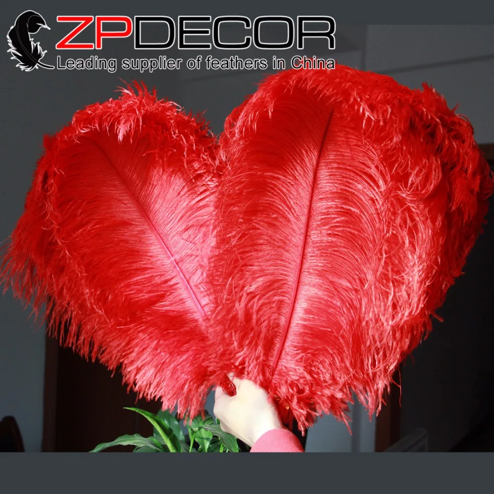 

ZPDECOR 50 шт./лот 50-55 см (20-22 дюйма) пушистые и гладкие красные окрашенные Страусиные перьевые пары для карнавала и свадьбы