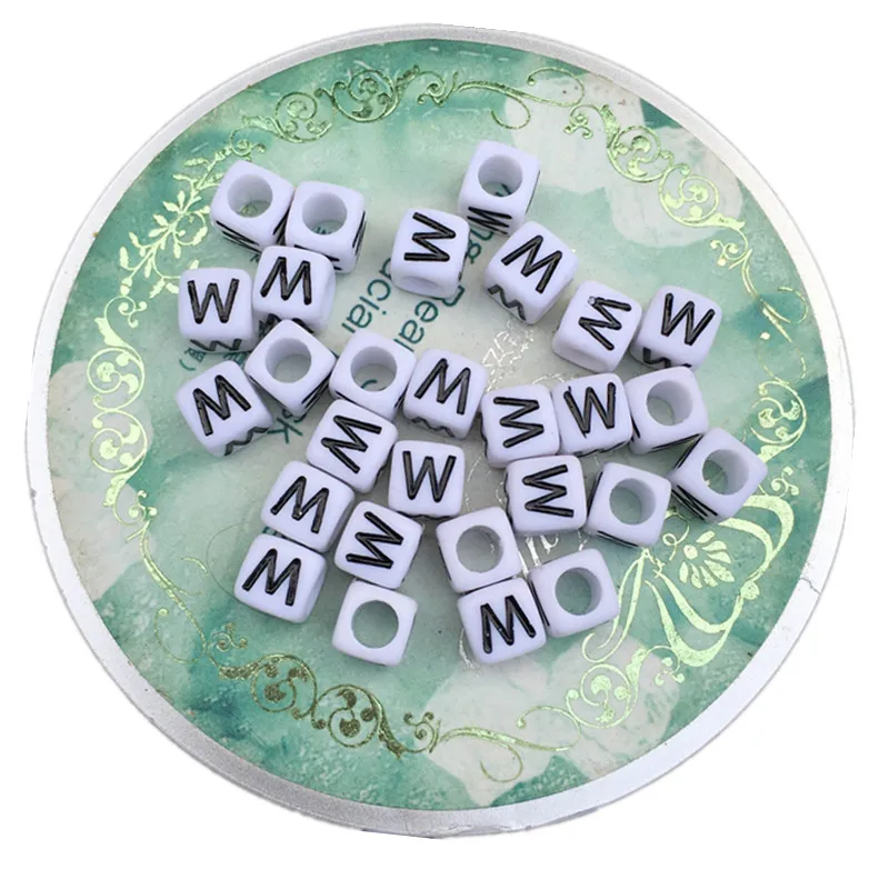

Free Shipping 6*6MM Cube Square Alphabet Letters Beads Individual Initial W Printing Plastic Letter Beads 2600PCs/Lot