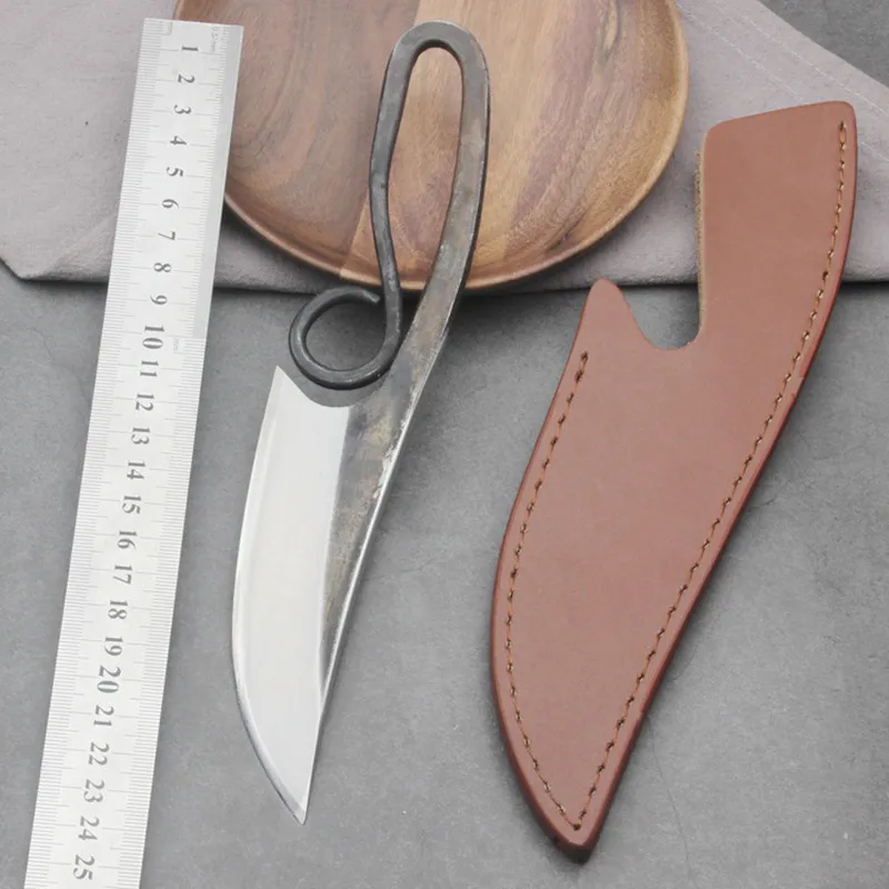 Полный Tang фиксированный нож с кожаной оболочкой тактический для шеи|Ножи| |