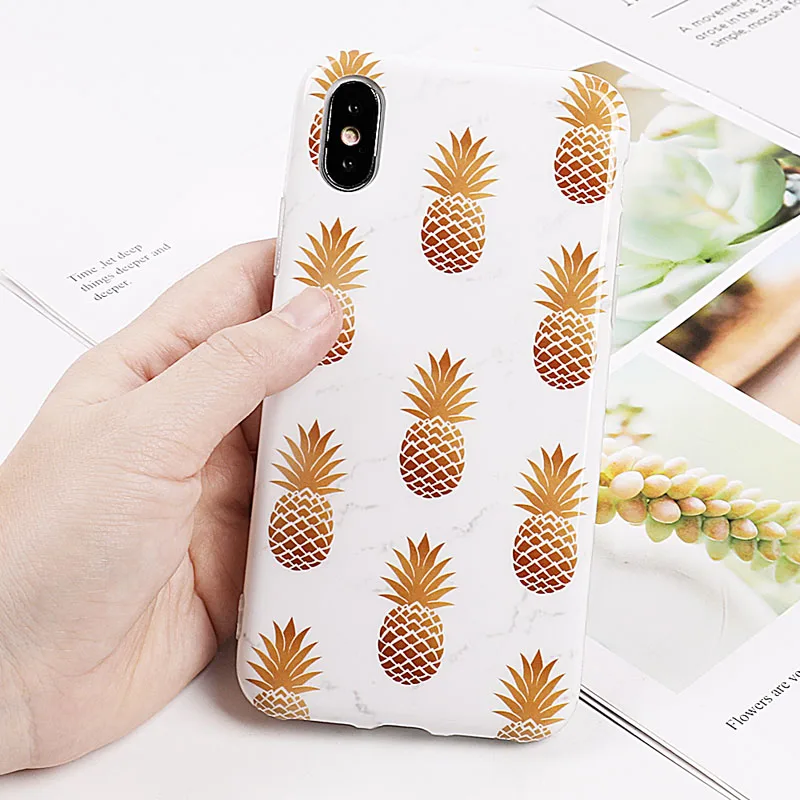 b LOVECOM чехол для телефона для iPhone XR XS Max 6 6S 7 8 Plus X золотые плоды ананаса мягкая IMD задняя крышка Coque с палец кольцо подарок - Цвет: b