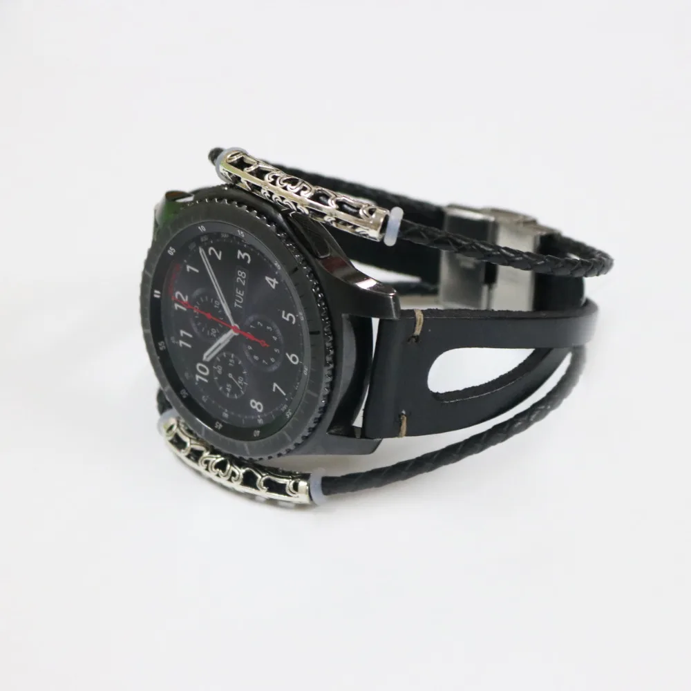 Ремешок кожаный для Samsung Galaxy Watch 46 мм браслет смарт часов Huami Amazfit Pace/Stratos 2 22