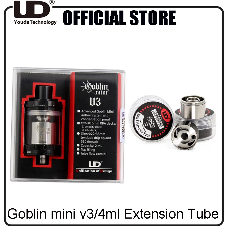 Оригинальный UD Гоблин мини V3 RTA/YOUDE 4 мл удлинитель Черный Серебристый |