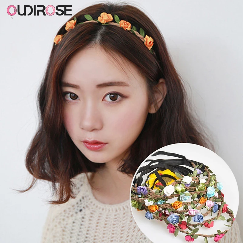 OUDIROSE M MISM Новая Свадебная лента для волос с цветами желтая Корона богемная лоза