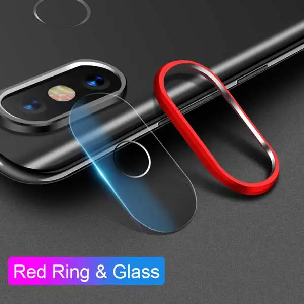 Glass Red Ring Закаленное стекло для Xiaomi Mi 8 SE A2, металлическое защитное кольцо для объектива камеры для Xiaomi Mi A2 8, защитный чехол для экрана телефона - Цвет: Glass Red Ring