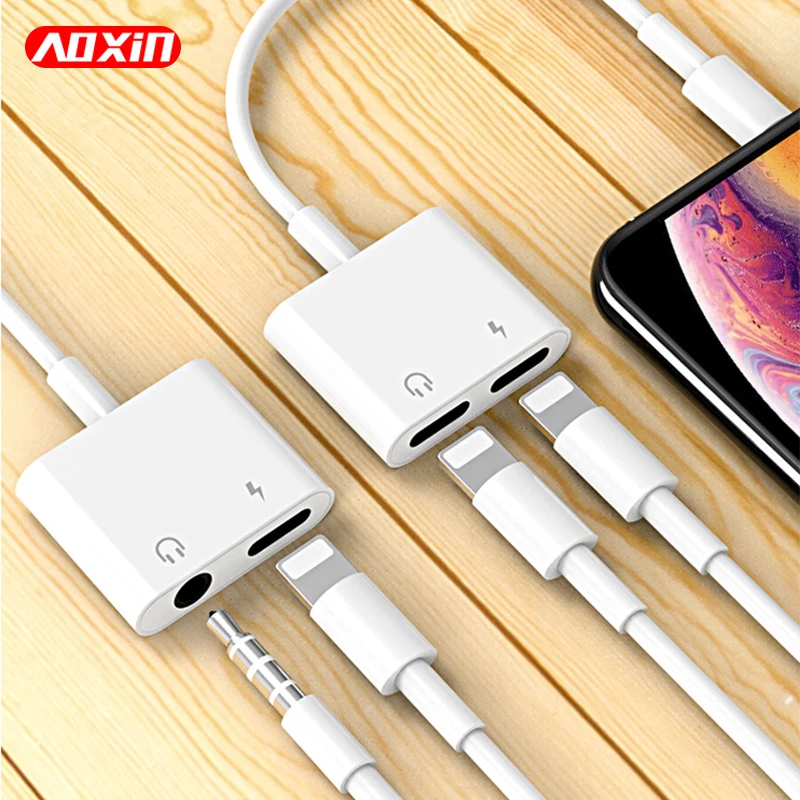 AOXIN зарядный аудио адаптер для Apple iPhone 7 8 Plus XS Max ios 12 музыка и звонки для наушников аудио Зарядка адаптер конвертер