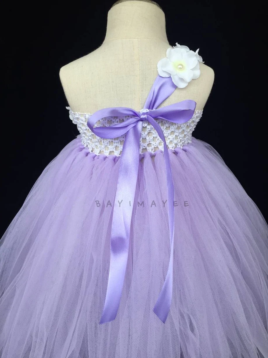 Милое Платье-пачка Лаванда для девушек детское Пышное Тюлевое платье длинное