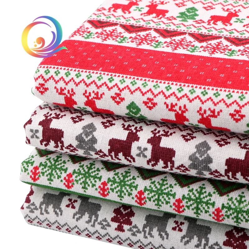 Рождественская серия ткань из хлопка и льна с принтом для лоскутного шитья