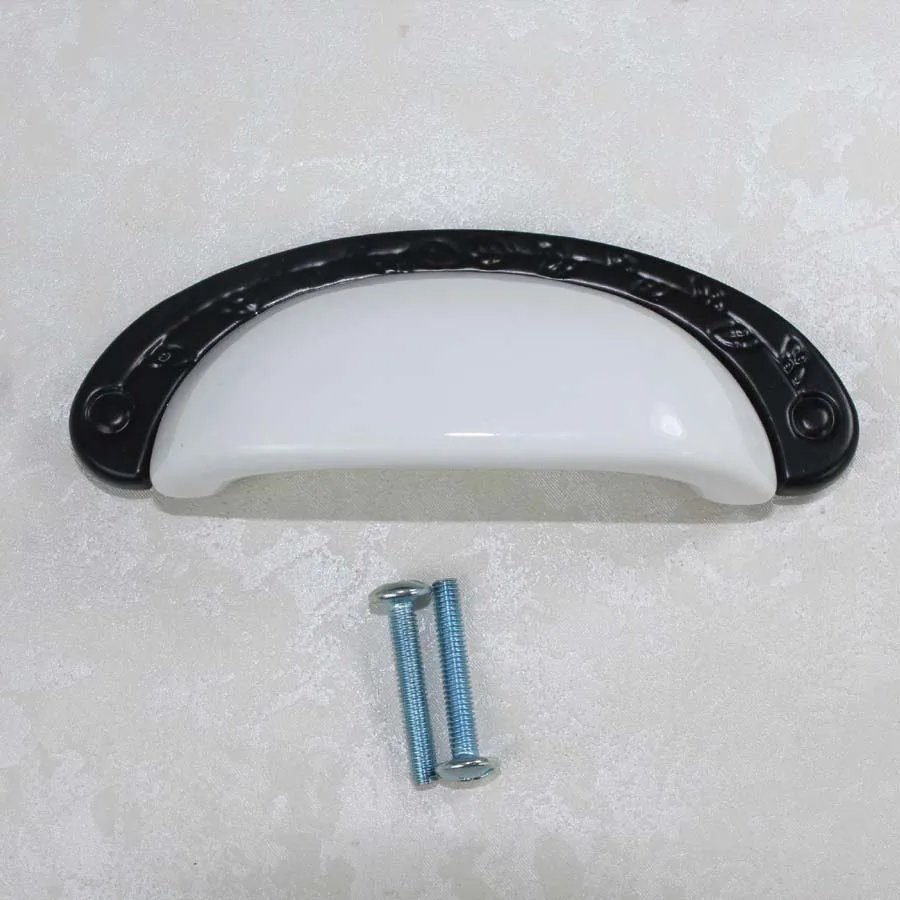 Современная простая черная белая ручка для мебели керамический ящик шкафа