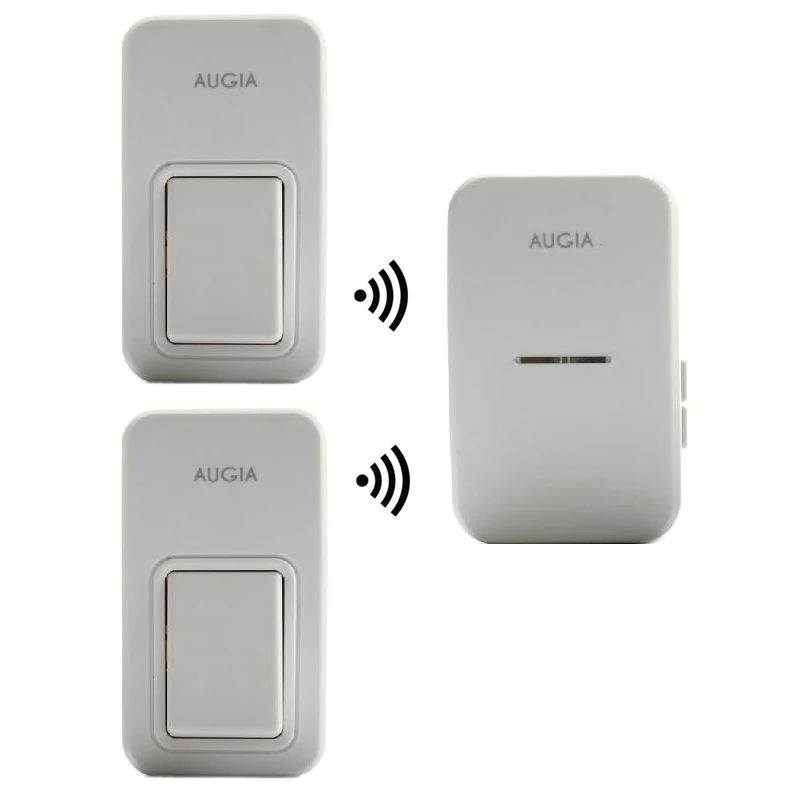 

Wireless Cordless Remote Doorbell Door Bell Chime,Two Buttons/Transmitters, No need battery, Waterproof, 110-220V