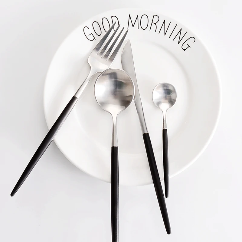 Столовые ножи и вилки из нержавеющей стали 18/10 набор столовых приборов 4