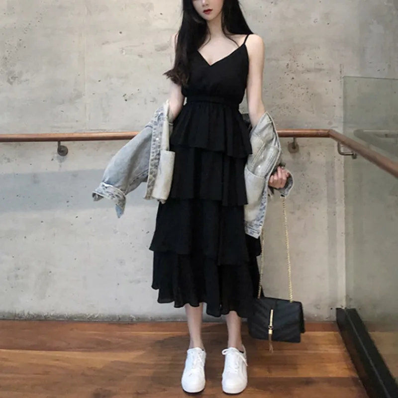 Новое модное тонкое женское платье сексуальное с открытой спиной на бретельках