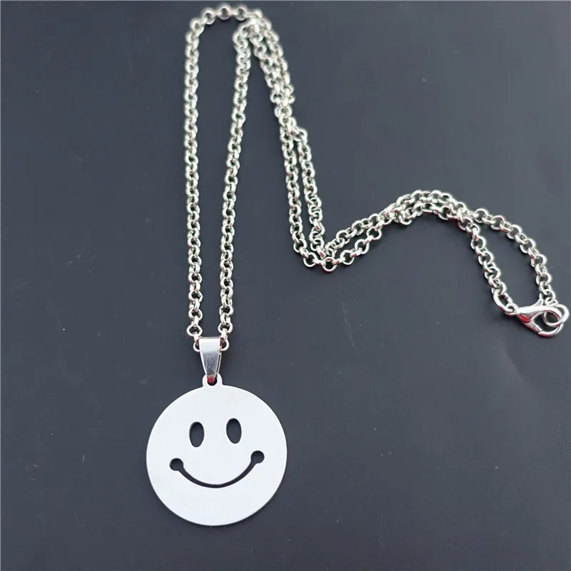 Кулон с улыбающимся лицом ожерелье из нержавеющей стали ювелирные изделия для
