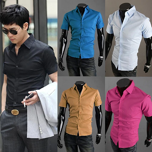 Новое поступление Мужская мода летом прохладно отложным воротником Подпушка Slim