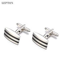hot sale black enamel cufflinks lepton brand high quality business enamel cuff links for mens shirt wedding cufflinks gemelos