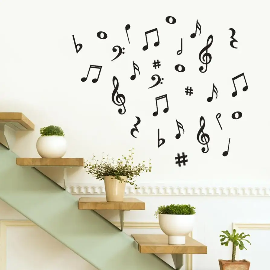 1 шт. 60 см x 70 см наклейка на стену s Diy музыкальные ноты Съемная Наклейка на стену для класса детского сада школы фортепиано украшение 802