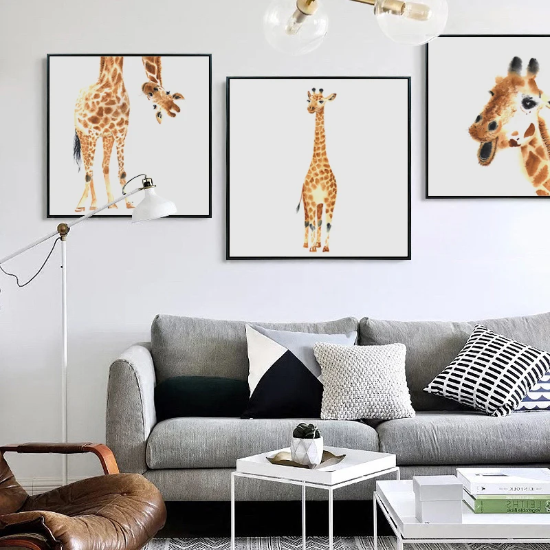 

Cute Selling Cute Giraffe Animal Watercolor Modern Canvas Painting Art Print Poster Picture Home Wall Art Decoration