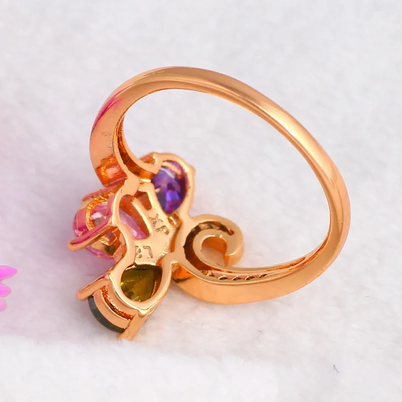 Rolilason Романтический Стиль Цвет Циркон золотой тон Модные украшения подарок на