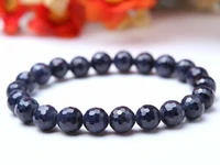 natural blue sapphire gemstone women man bracelets crystal stretch cut faceted beads bracelet 9mm 10mm 11mm 12mm aaaaa