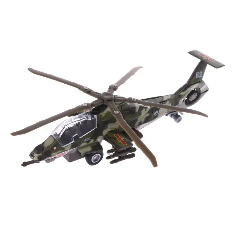 Мини военный вертолет модель дрона вытягивающая игрушка звук светильник 3D