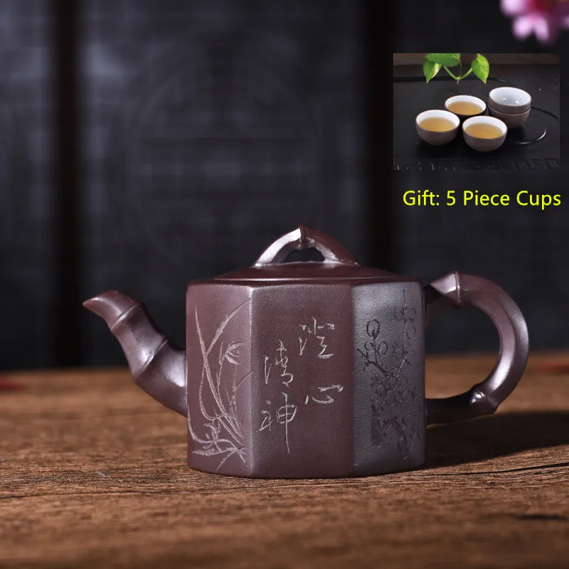

120ml Yixing Purple Clay Tea Pot Genuine All Hand Made Raw ore Tall Heart Pot Kung Fu Small Teapot Tea Set Free Shipping