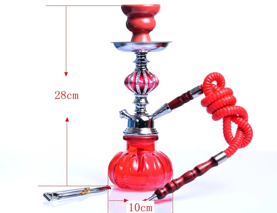 Red Shisha Hookah Стеклянный мини-кальян набор ВАЗА БАЗА воды курительная трубка с керамической чашей Sheesha Chicha Narguile для бара, свадебные, вечерние, Клубные - Цвет: Red Shisha Hookah