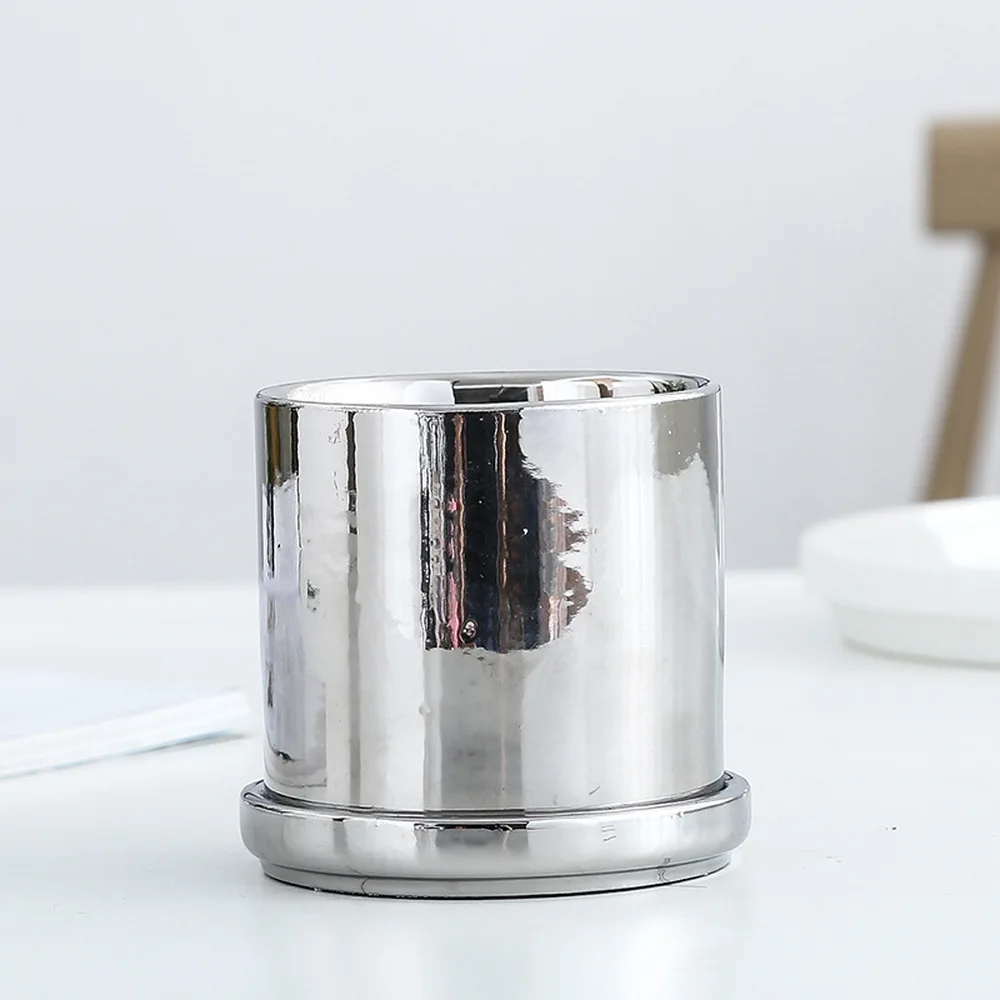 1 шт. Золотая и серебряная керамическая ваза скандинавский Настольный цветочный