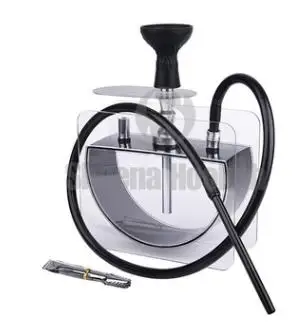 Черный Набор акриловых трубок для кальяна с силиконовой чашей Sheesha, металлические щипцы, аксессуары для табачных труб Chicha Narguile - Цвет: Черный