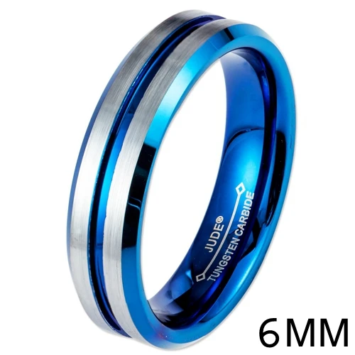 6MM Width Обручальное кольцо из карбида вольфрама, 6 мм, 8 мм, для мужчин и женщин, голубой-серебристый, двухцветное, для помолвки, юбилея, Дня Святого Валентина, Рождества, Gfits - Цвет основного камня: 6MM Width
