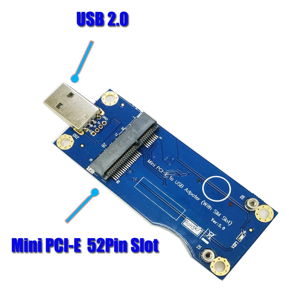 Мини PCI-E к USB-адаптеру с слотом для SIM-карты WWAN LTE модуль Mini PCIE карта USB 2 0 Настольный