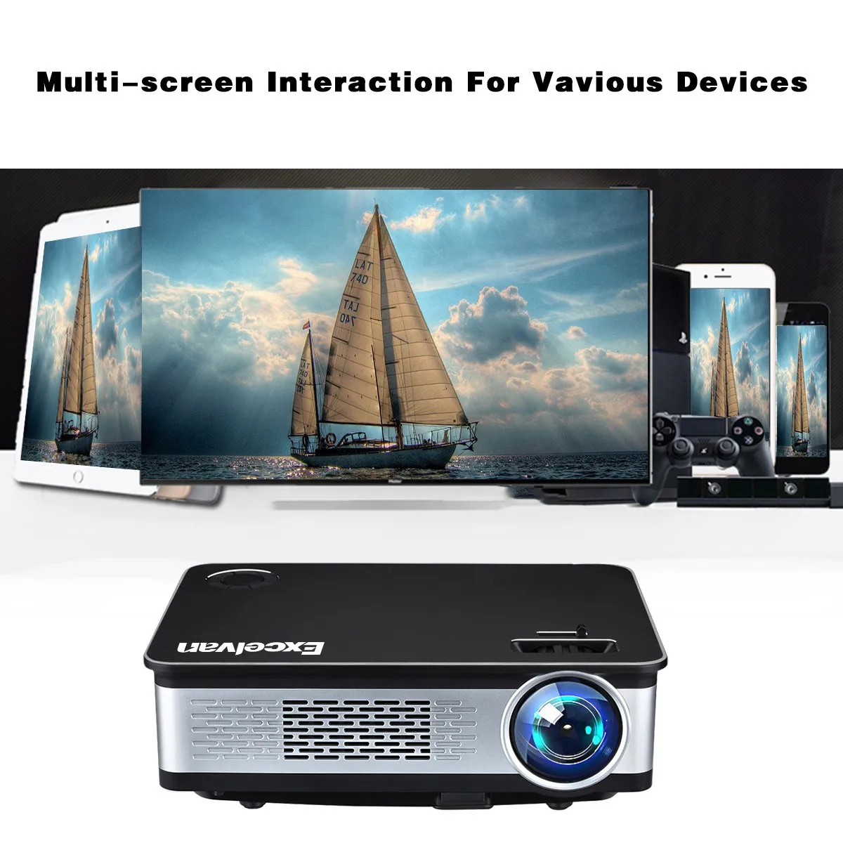 Excelvan Z720 мультимедийный проектор 1280*768 родное разрешение 3300 люмен поддержка 1080 P HDMI VGA USB* 2 AV интерфейсы домашнего использования