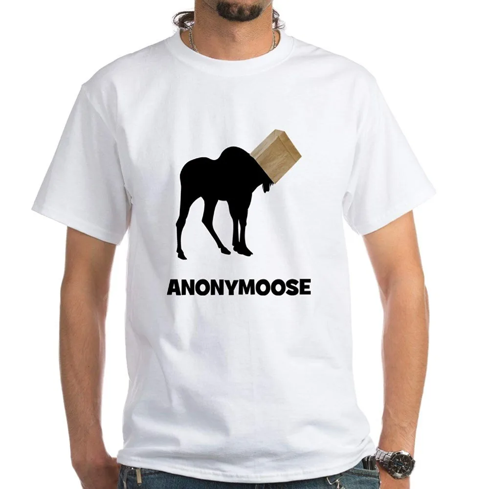 CafePress Anonymoose белая футболка из 100% хлопка белый|Мужские футболки| |