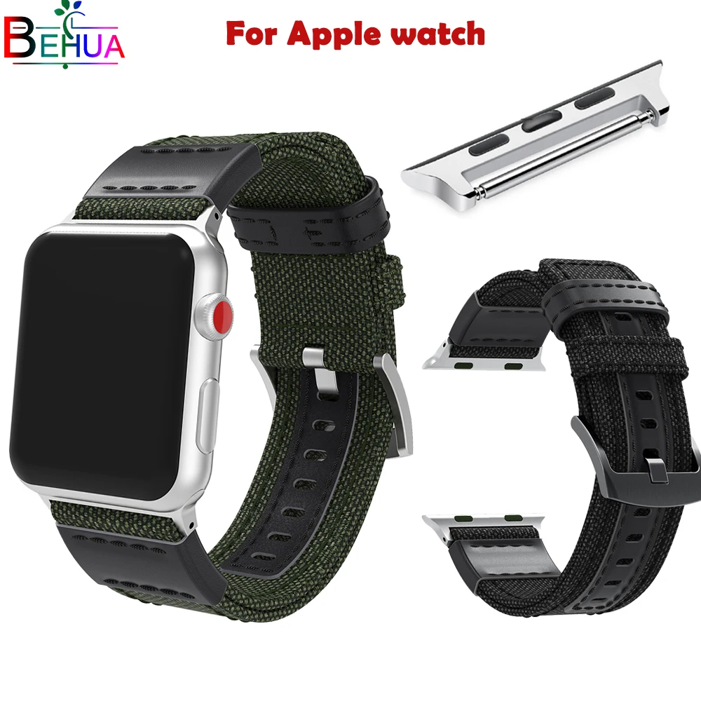 Холщовый ремешок для часов Apple 38 мм 40 42 44 сменный смарт браслет iwatch seris 3 2 1