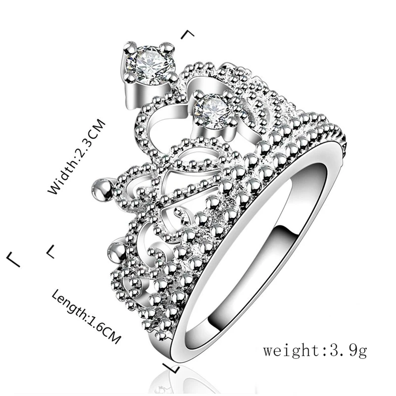 Женское кольцо из стерлингового серебра 925 пробы с белым цирконием Great Crown