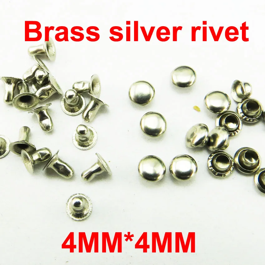 silver 200 шт 4 мм* 4 мм латунные бронзовые пуговицы с заклепками для шитья одежды аксессуары для сумок подходит для брендовых заклепок MR-018G - Цвет: silver