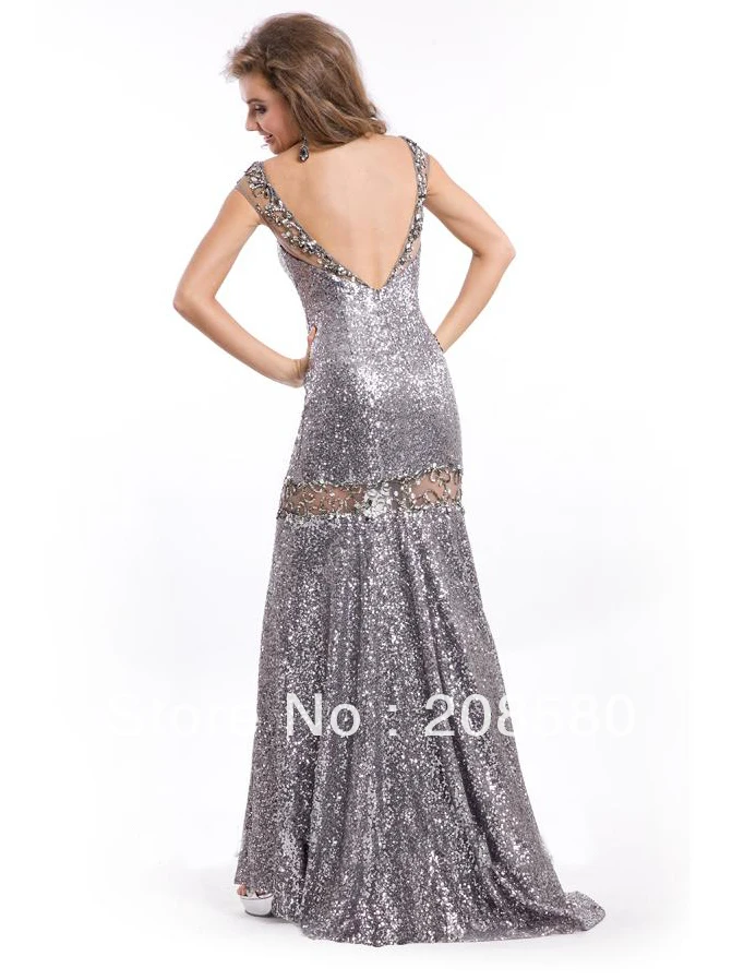 Sparkly Silver Grey Sequins Beading Backless Formal 2014 Mermaid Evening Dresses Gowns for Women E4860 | Свадьбы и торжества