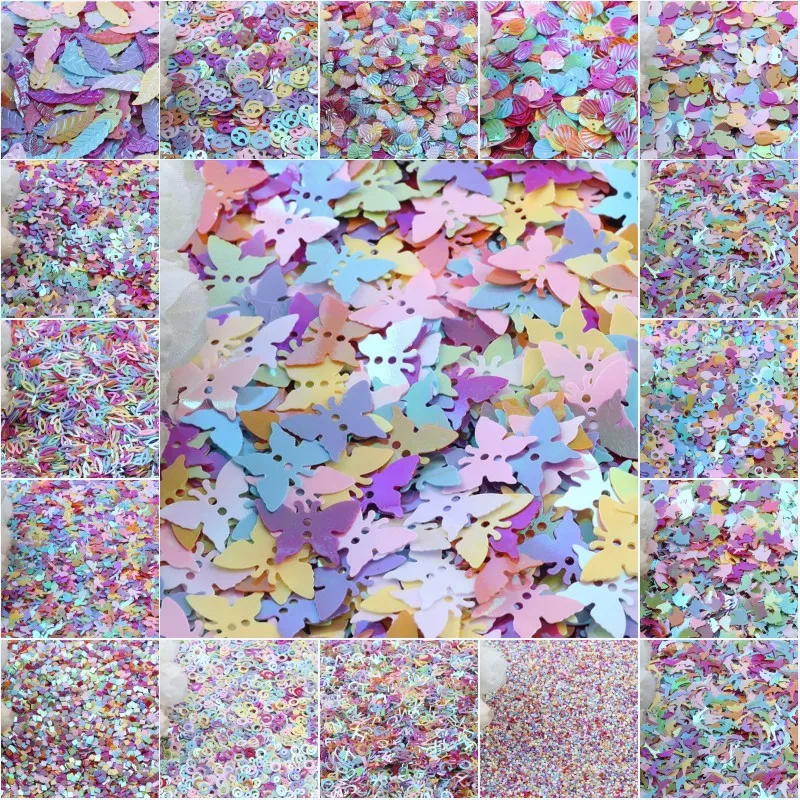 

Paillettes AB Mixed Color Multiple Shapes Loose PVC Sequins Sewing Findings Craft Christmas Wedding Party Art DIY Decoration 20g