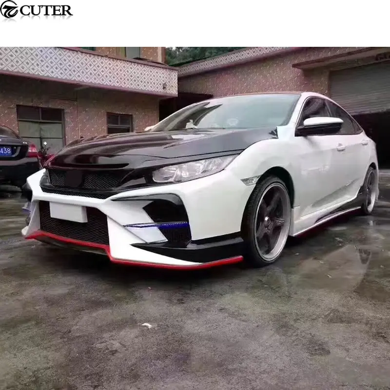 Высококачественный комплект для кузова автомобиля ABS с подъемом спереди для заднего бампера боковые юбки для Honda Civic 10TH 16-17