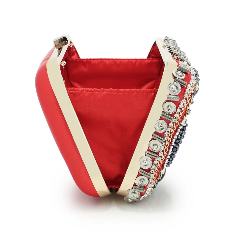 2017 женский роскошный клатч с бисером красный ручной для уживечерние Свадебный