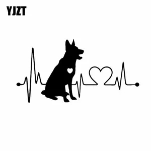 YJZT, 18 см * 9,5 см, Виниловая наклейка на бампер немецкой овчарки, Мультяшные животные, черныйсеребристый цвет