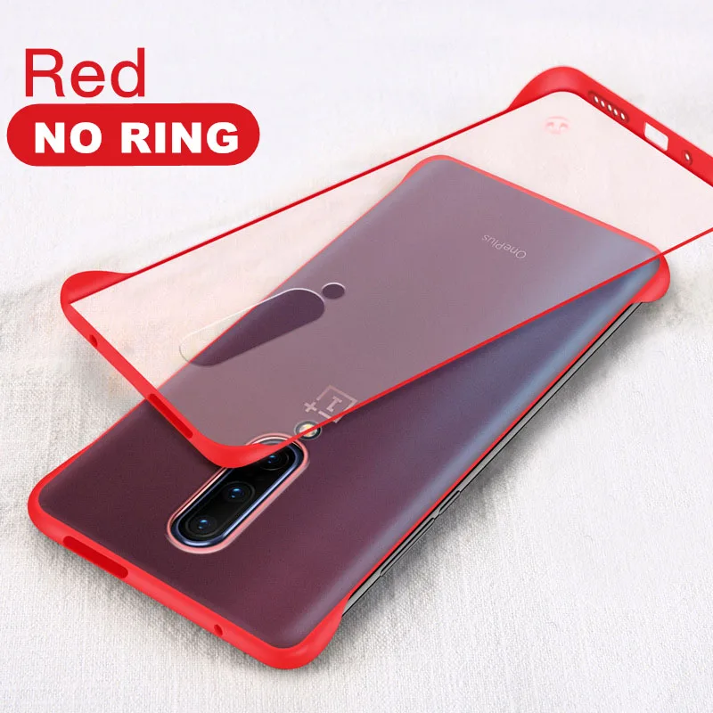 Red Without Ring Роскошные бескаркасные тонкие чехлы для Oneplus 7 Pro One Plus Oneplus7 Oneplus7Pro Жесткий PC матовый прозрачный чехол Funda рамка брелок - Цвет: Red Without Ring