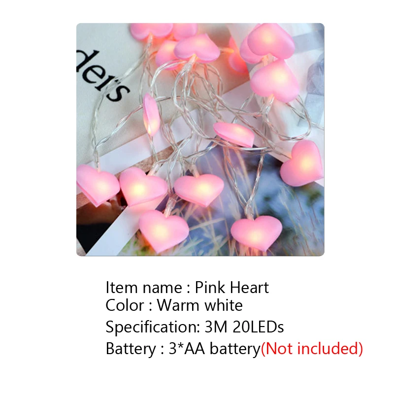 pink heart Xsky 2 м светодиодная светящаяся гирлянда земная Фея огни Сердце Любовь Роза цветок кленовые листья пробковая винная бутылка, лампа Рождественские Праздничные огни - Испускаемый цвет: pink heart