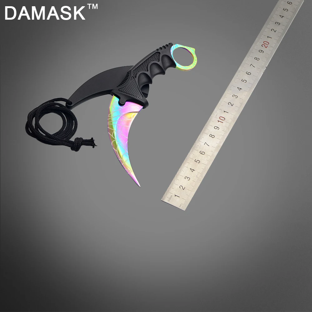 Дамасская нержавеющая сталь открытый нож Карманный Karambit выживание охота