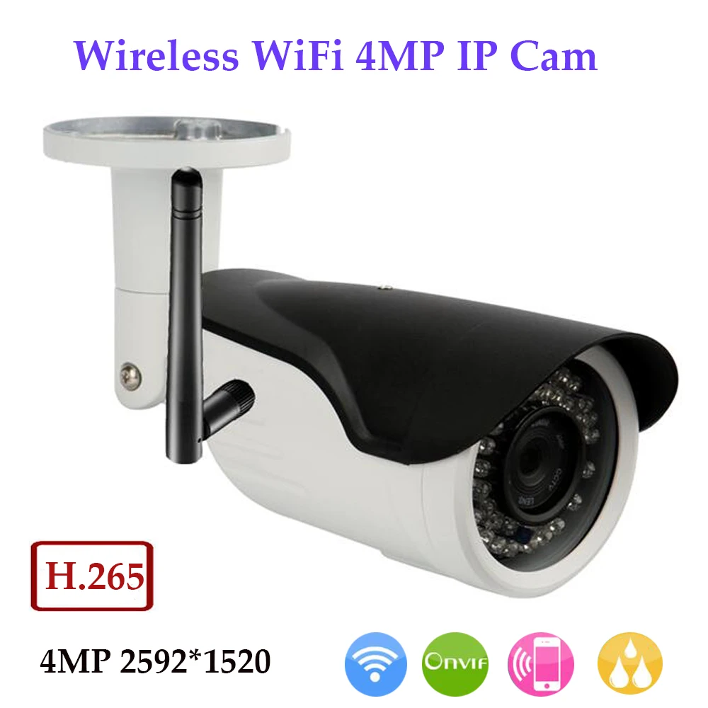 Jivision H.265 4mp WI-FI 2592*1520 P Пуля IP Камера Беспроводной Водонепроницаемый HD Открытый
