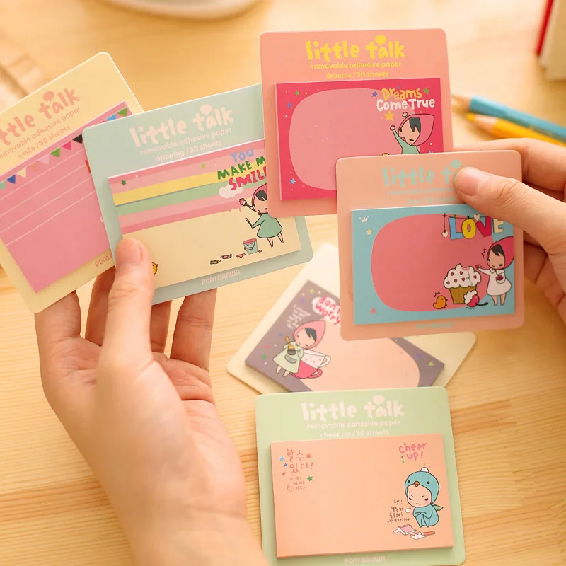 4 шт./партия Kawaii милые корейские бумажные канцелярские наклейки для скрапбукинга Липкие заметки блокнот офисные принадлежности блокнот