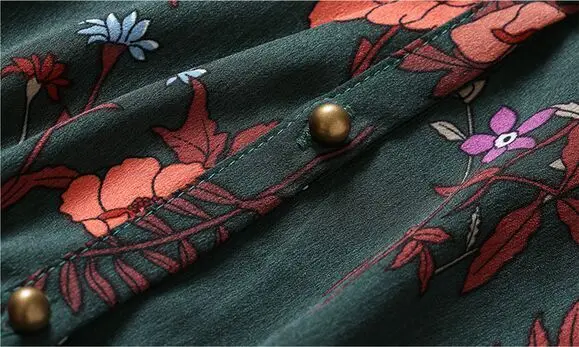 2017 O-Neck Spring Autumn High Quality Speaker Sleeves Vintage Dress Flower Floral Print Elegant Dresses | Женская одежда