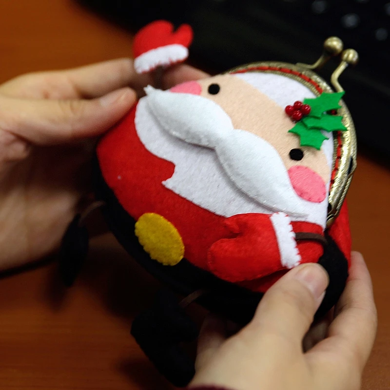 Милый Дед Мороз Войлок DIY упаковка Санта Клаус монеты кошелек Сделай Сам простой