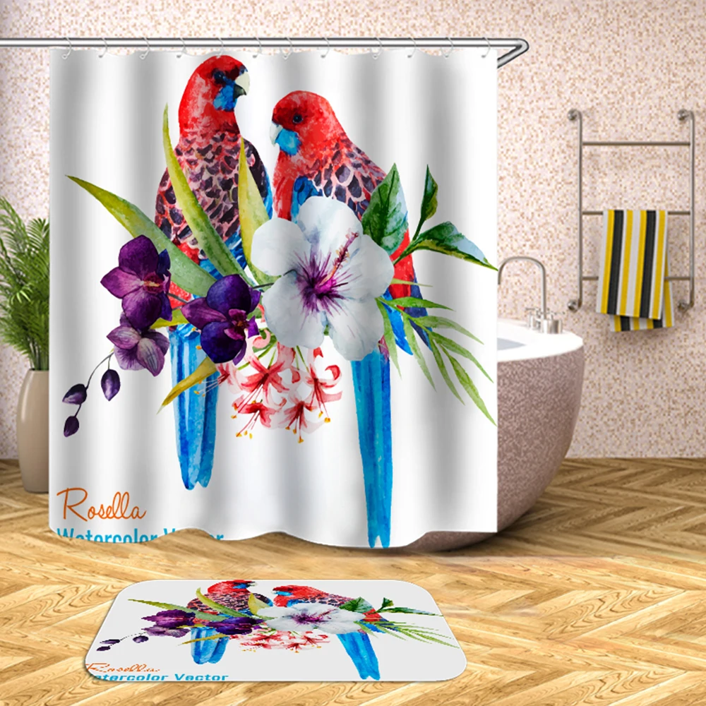 Занавеска для душа с зелеными растениями занавеска тропическими листьями ванной