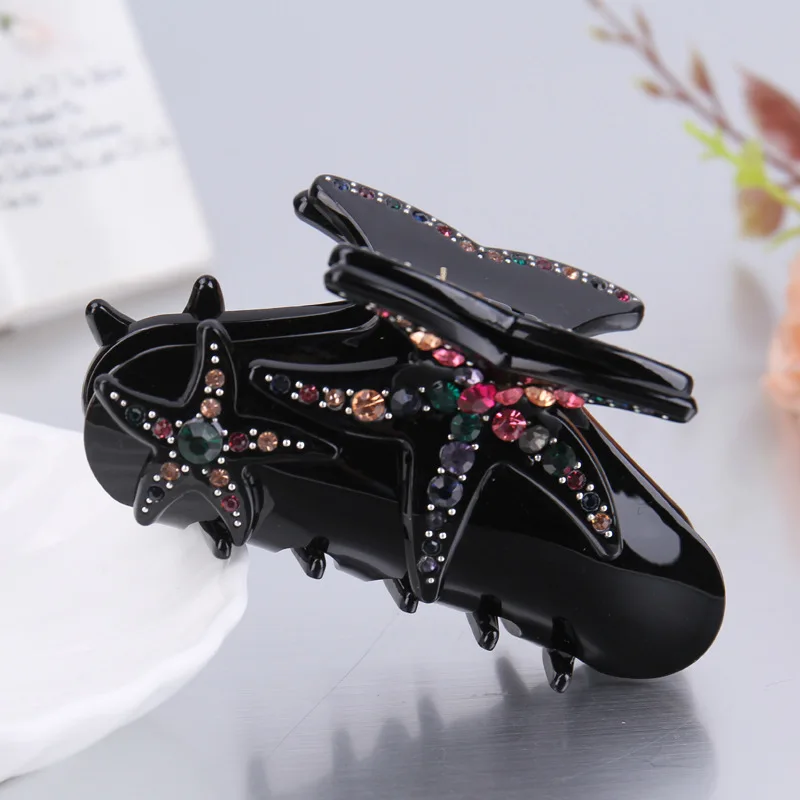 Простой дизайн акриловые заколки для волос женщин блестящие звезды с украшением