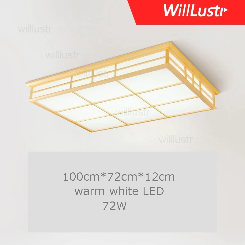 1M warm white LED Willlustr светодиодный потолочный светильник из дерева, японский Деревянный светильник для отеля, дома, столовой, спальни, ресторана, акриловая панель осветительная потолочная - Цвет корпуса: 1M warm white LED
