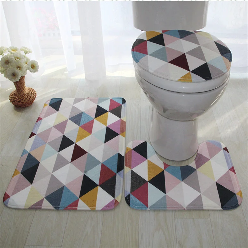 colorful bathroom rugs 3 pcsset closestool seat mat toilet seat mat anti slip wc mat 3d effect floor mats home toilet carpet free global shipping
